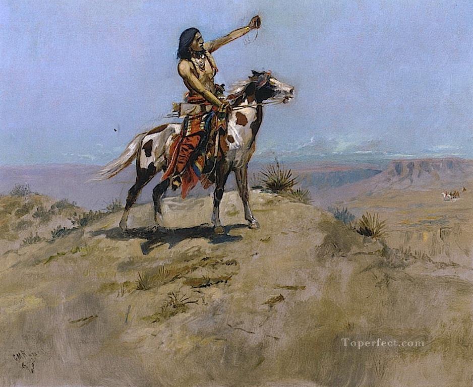 the signal Charles Marion Russell American Indians Oil Paintings